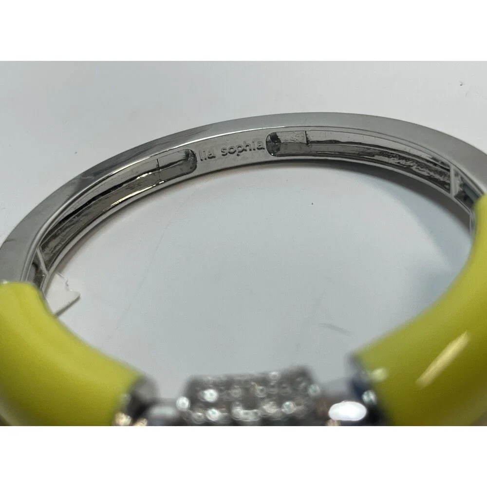 Lia Sophia Technicolor Stretch Bangle Bracelet In Silver & Citron New